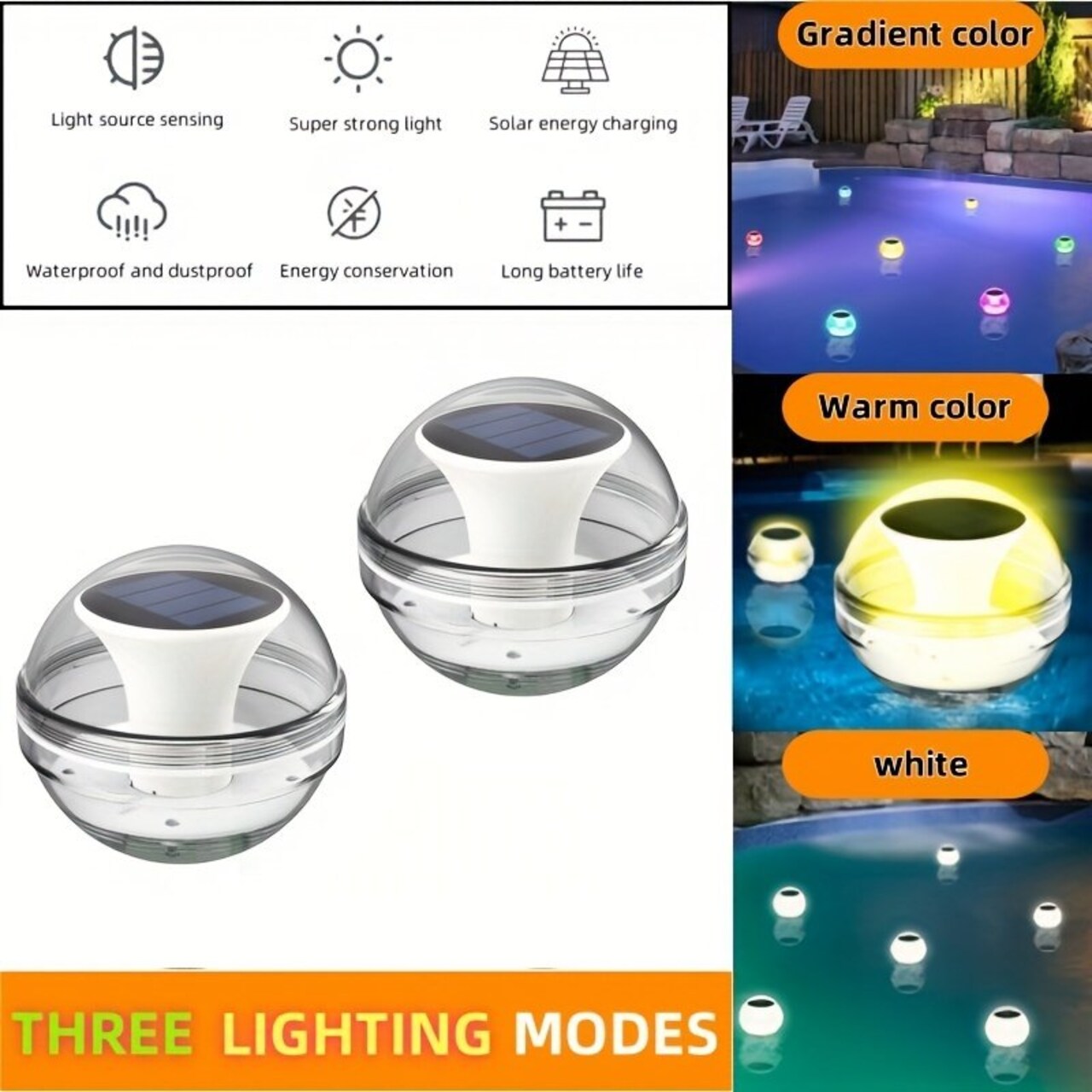 Edge Collections – Solar Floating Swimming Pool Lights Multi-Color LED Glow Globes IPX7 – 6 Pieces